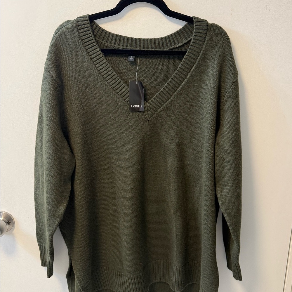 Torrid Dark Green V-Neck Sweater
